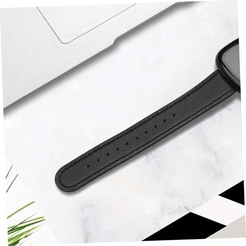 Black Genuine Leather Vintage Watch Strap Compatible with Fitbit Durable Comfortable Wristband for Men and Women - Image 5